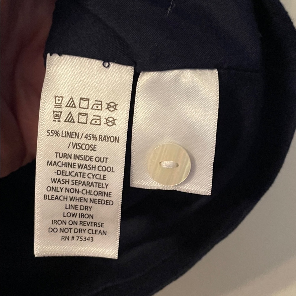 Christian Siriano Navy Size 10 Linen Set Pants and Buttoned Tank Top - Picture 5 of 11